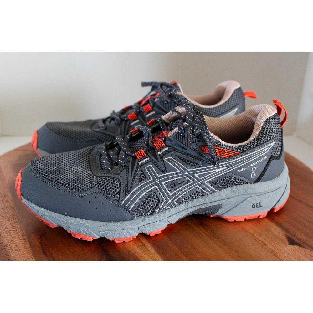 Asics Shoes Womens 10 Gray Orange Gel Venture 8 Lace Up Trail Running Sneakers